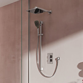 Aqualisa Dream Square Thermostatic Mixer Shower with Adjustable and Wall Fixed Heads - DRMDCV2.ADFW.SQR