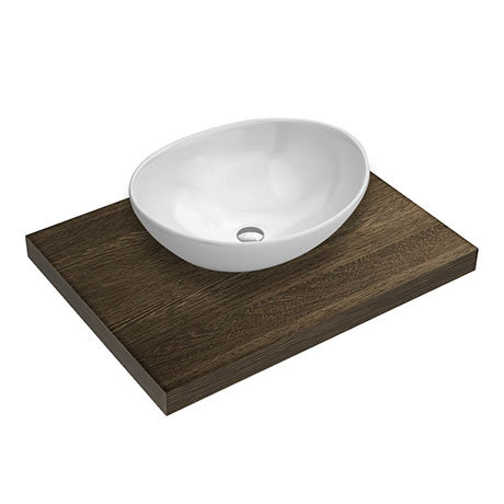600 X 450mm Dark Wood Shelf With Casca, Wooden Shelf Bathroom Sink
