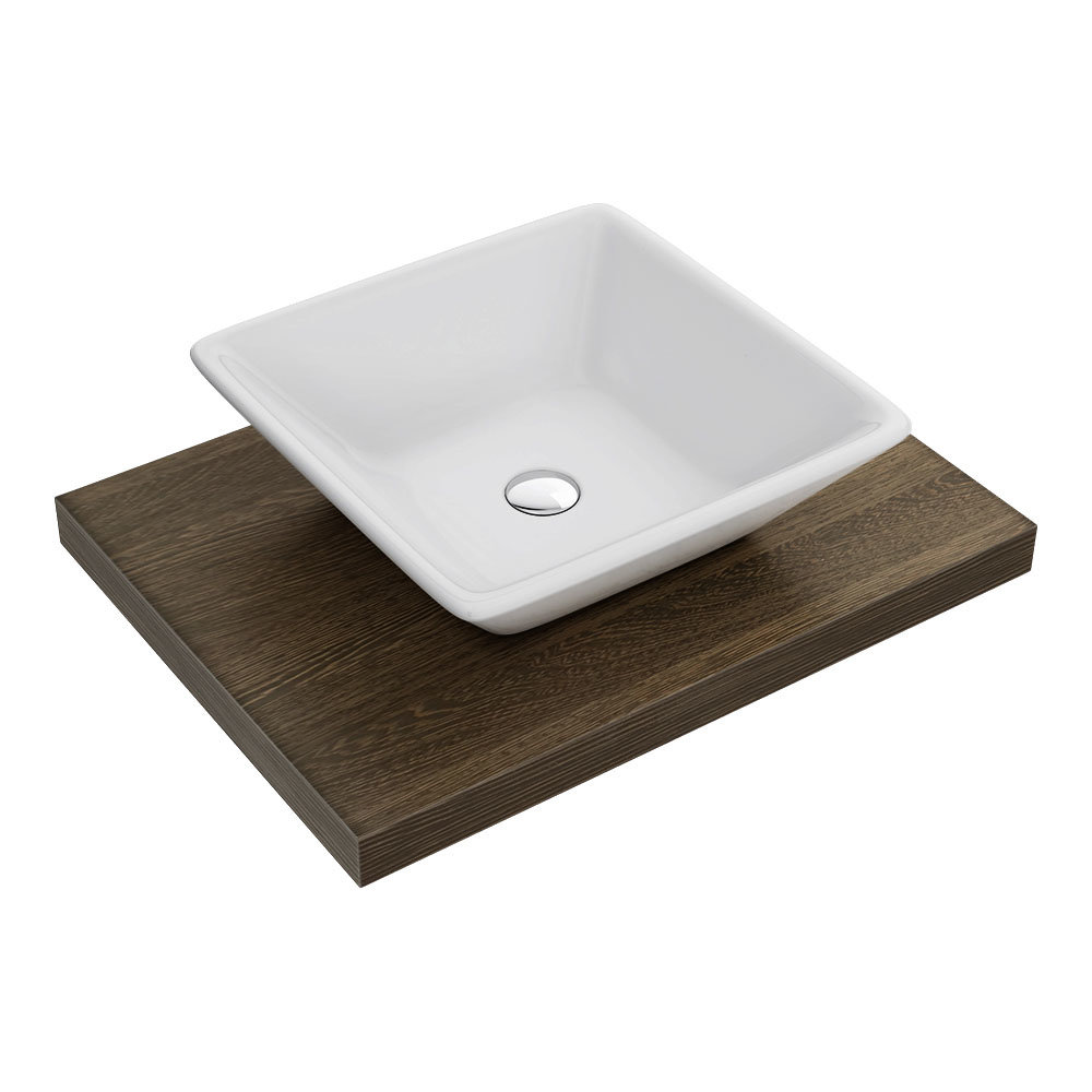 600 x 450mm Dark Wood Shelf with Lazio Basin Victorian Plumbing UK