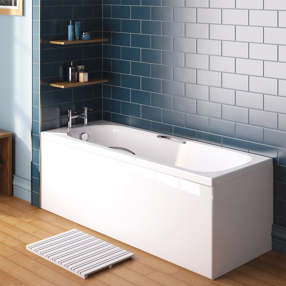 Danbury Single Ended Bath with Grips - 1700 x 750mm | Bathtub Height from Floor: 550mm