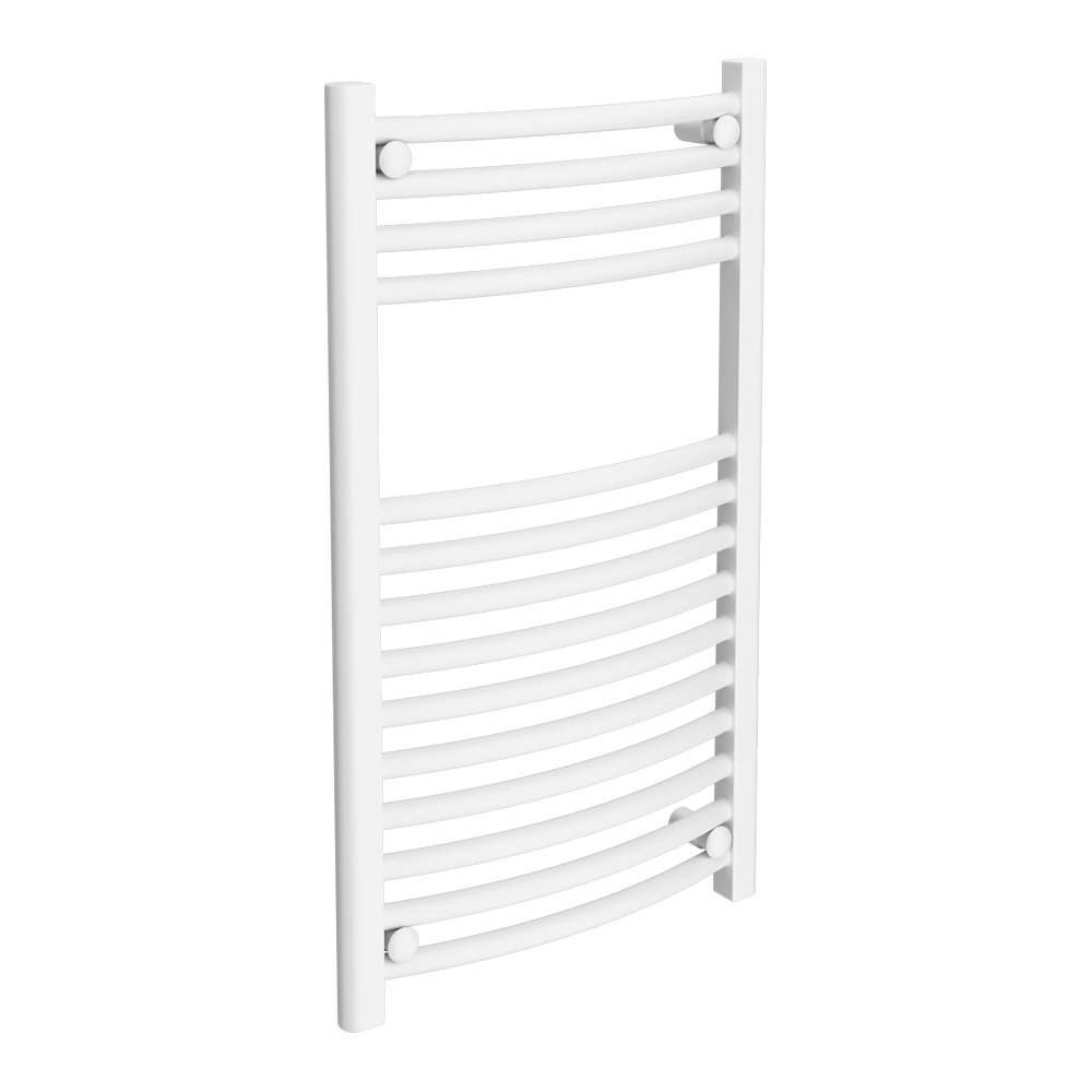 Diamond Curved Heated Towel Rail W600 x H800mm White at Victorian