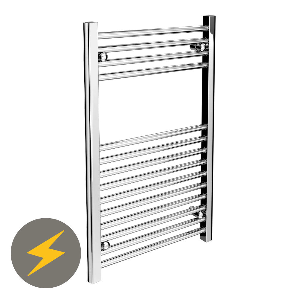 Diamond Straight Heated Electric Towel Rail W500 x H800mm Chrome at