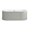 Burlington London 1800mm Bath with Curved Surround & Waste - Dark Olive profile small image view 1 