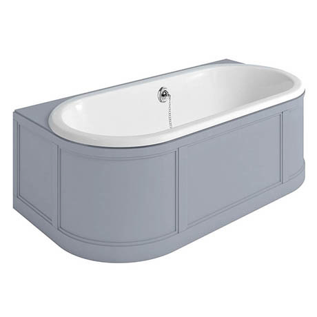Burlington London 1800mm Back to Wall Bath with Curved Surround & Waste - Classic Grey