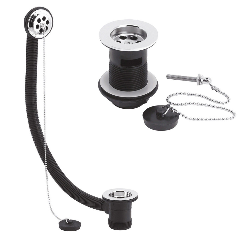 Nuie Bath & Basin Waste with Poly Plug & Ball Chain Chrome at