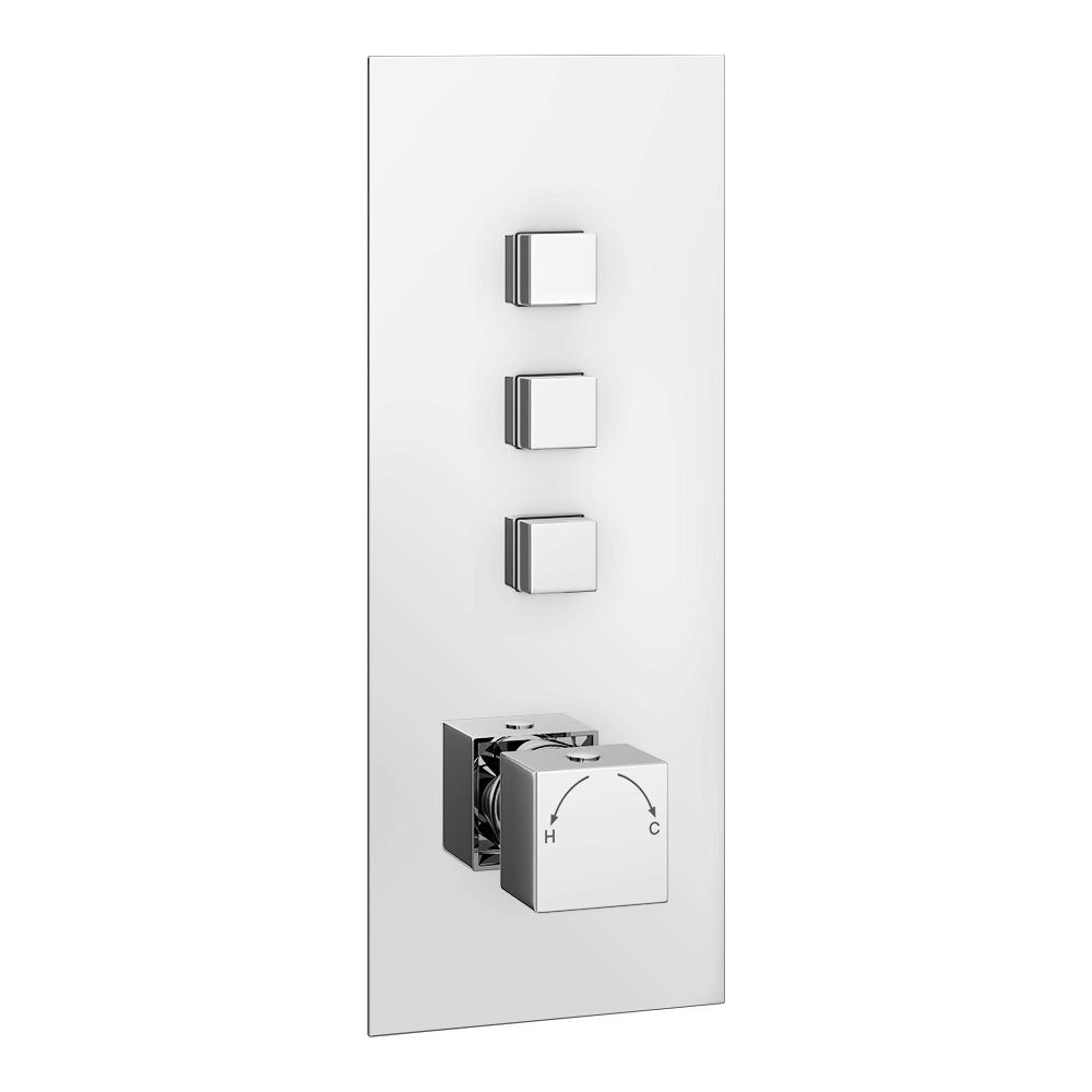 Milan Triple Modern Square Push-Button Shower Valve with 3 Outlets