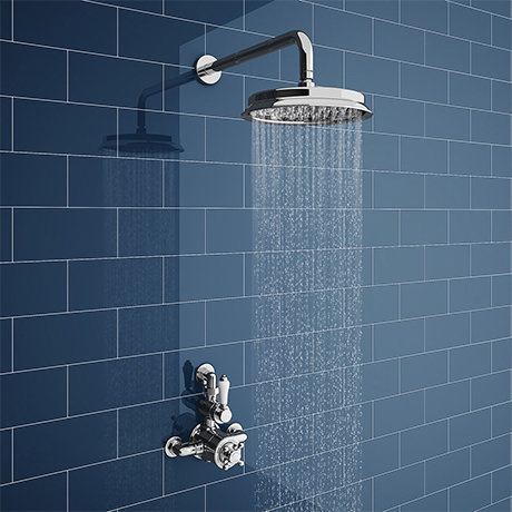 Chatsworth 1928 Twin Exposed Thermostatic Shower Pack (inc. Valve, Elbow + Fixed Shower Head)