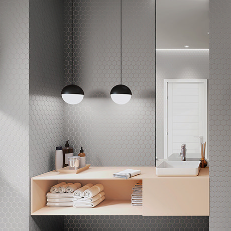 Elise Grey Hexagon Wall and Floor Tiles - 170 x 520mm
