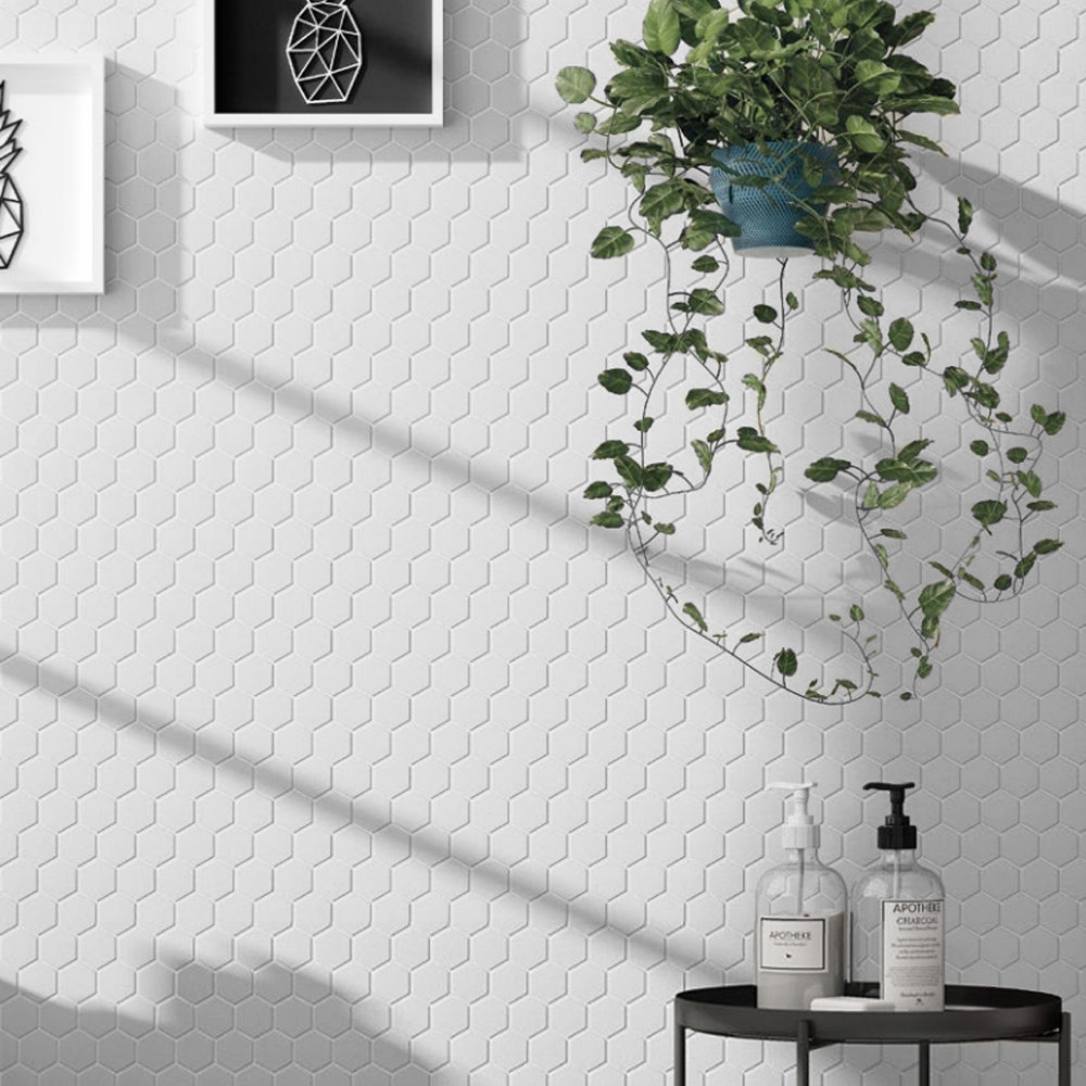 Elise White Hexagon Wall and Floor Tiles - 170 x 520mm