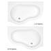 Venice Curved Corner Shower Bath - 1500mm with Screen + Panel profile small image view 3 