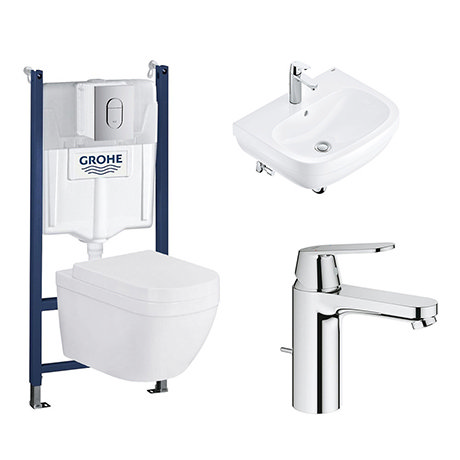 Grohe Solido Euro/Arena COMPLETE Wall Hung Suite (600mm Basin + Cosmo Smart Tap)