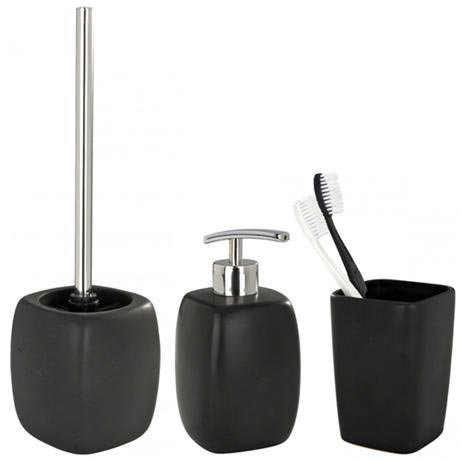 Wenko Faro Ceramic Bathroom Accessories Set - Black