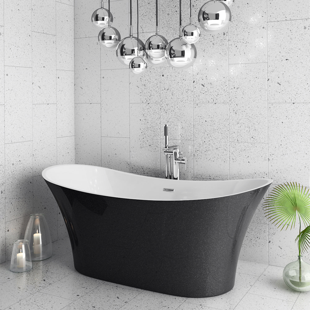 Nova Black Sparkle 1750 Modern Double Ended Slipper Bath | Victorian Plumbing UK