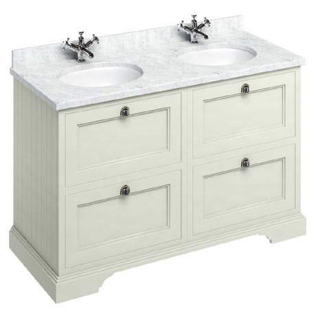 Burlington 130 4 Drawer Vanity Unit Minerva Worktop With Double