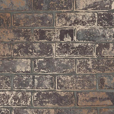 Fine Decor Loft Brick Brown Metallic Wallpaper