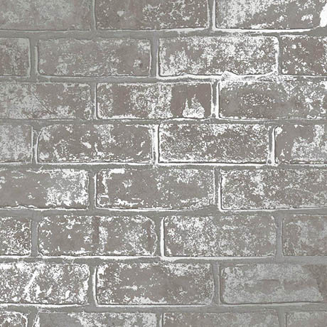Fine Decor Loft Brick Grey Metallic Wallpaper