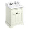 Burlington 65 2-Door Vanity Unit & Classic Invisible Overflow/Waste Basin (Sand - 2 Tap Hole) profile small image view 1 