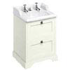 Burlington 65 2-Drawer Vanity Unit & Classic Invisible Overflow/Waste Basin (Sand - 2 Tap Hole) profile small image view 1 