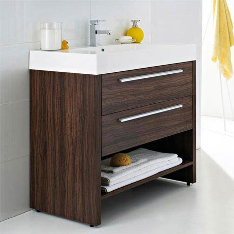 Ultra Harbour Basin Cabinet Walnut Finish W900 X D480mm