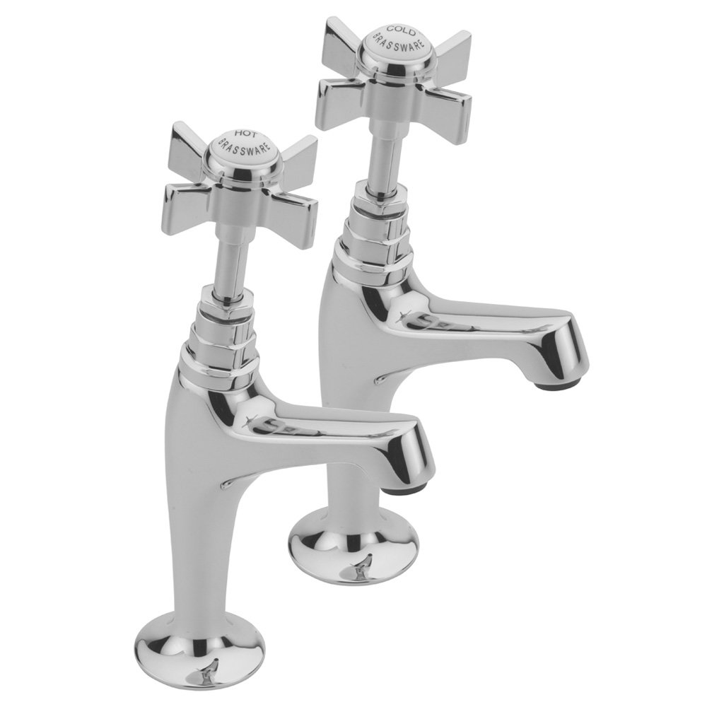 Tre Mercati Florence High Neck Kitchen Pillar Taps Chrome FLORE
