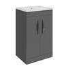 Hudson Reed Memoir Compact 500mm 2 Door Floor Mounted Basin & Cabinet - Gloss Grey - FME031 profile small image view 1 