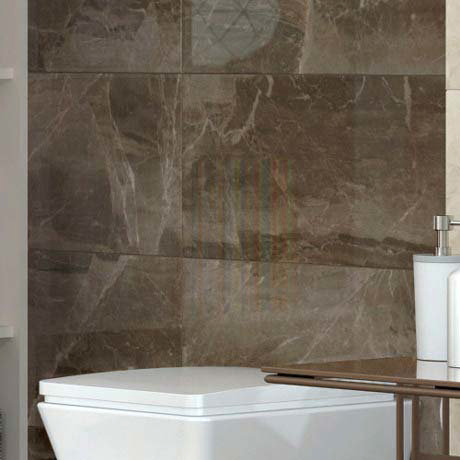 Gio Brown Gloss Marble Effect Wall Tiles - 30 x 60cm
