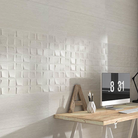 Forma Stone White Relief Wall Tiles - 300 x 900mm