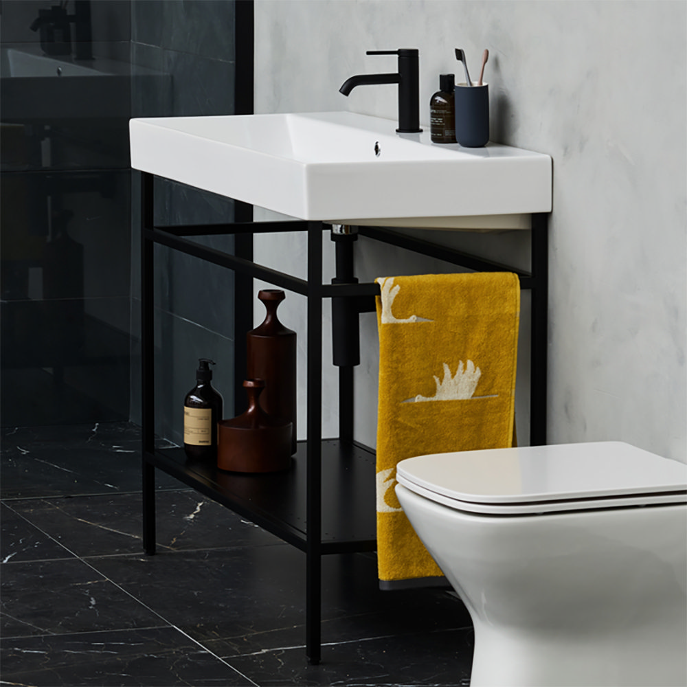 Britton Shoreditch Frame 600mm Basin & Black Wash Stand