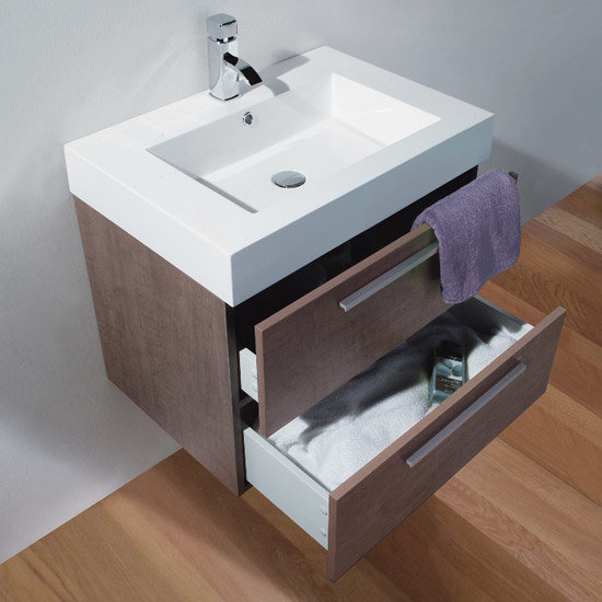 Relax Wall Mounted Basin & W690 x D480mm Oak Finish FRE002