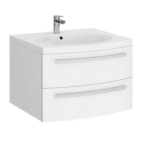 Flare White Gloss Curved Wall Hung Vanity Unit - 620mm Wide at ...