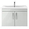 800mm Gloss Grey Mist 2 Door Wall Hung Vanity Unit profile small image view 1 