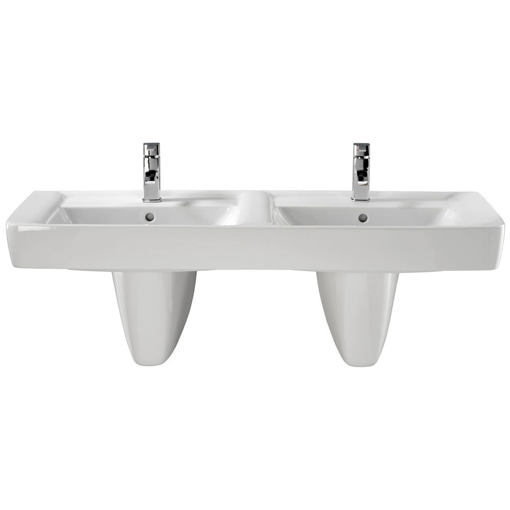 Twyford Galerie Plan 1300mm 2TH Double Basin & Semi Pedestals