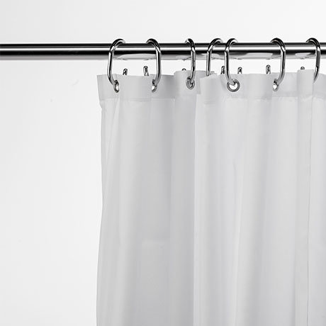 Croydex White Textile Shower Curtain, 108 Long Clear Shower Curtain Pole
