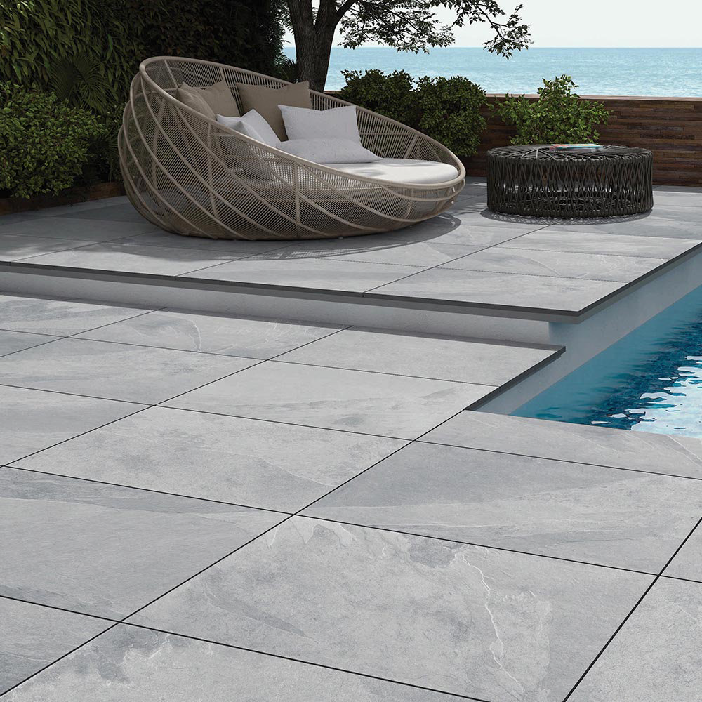 Grado Grey Outdoor Stone Effect Floor Tile - 600 x 900mm