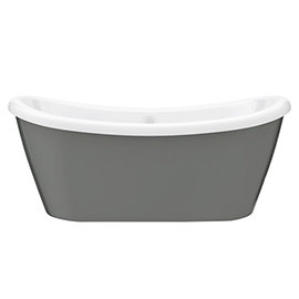 1770 x 775 Gloss Grey Double Ended Slipper Roll Top Bath