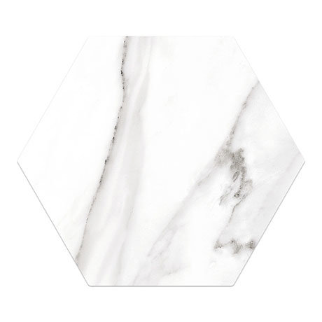Gatley Hexagon White Marble Effect Tiles - 200 x 240mm