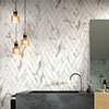 Gatley Chevron Gold Marble Effect Tiles - 80 x 400mm Small Image