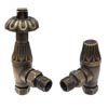 Chatsworth Gothic Thermostatic Angled Radiator Valves - Antique Brass profile small image view 1 