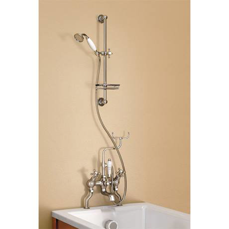 Burlington Birkenhead Angled Bath Shower Mixer with Slide Rail & Soap Basket - H230-BI
