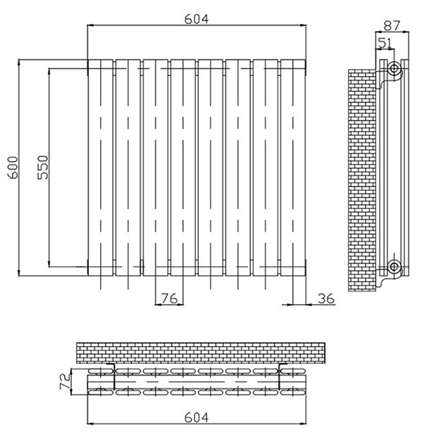 Urban Horizontal Radiator | White Finish | From Victorian Plumbing