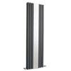 Hudson Reed Revive 1800 x 499mm Double Panel Designer Radiator with Mirror - Anthracite - HLA79 profile small image view 1 