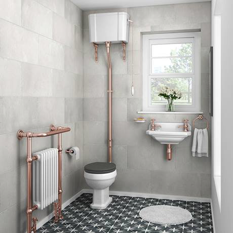 Rose Gold High Level Traditional WC Flush Pipe Kit ...