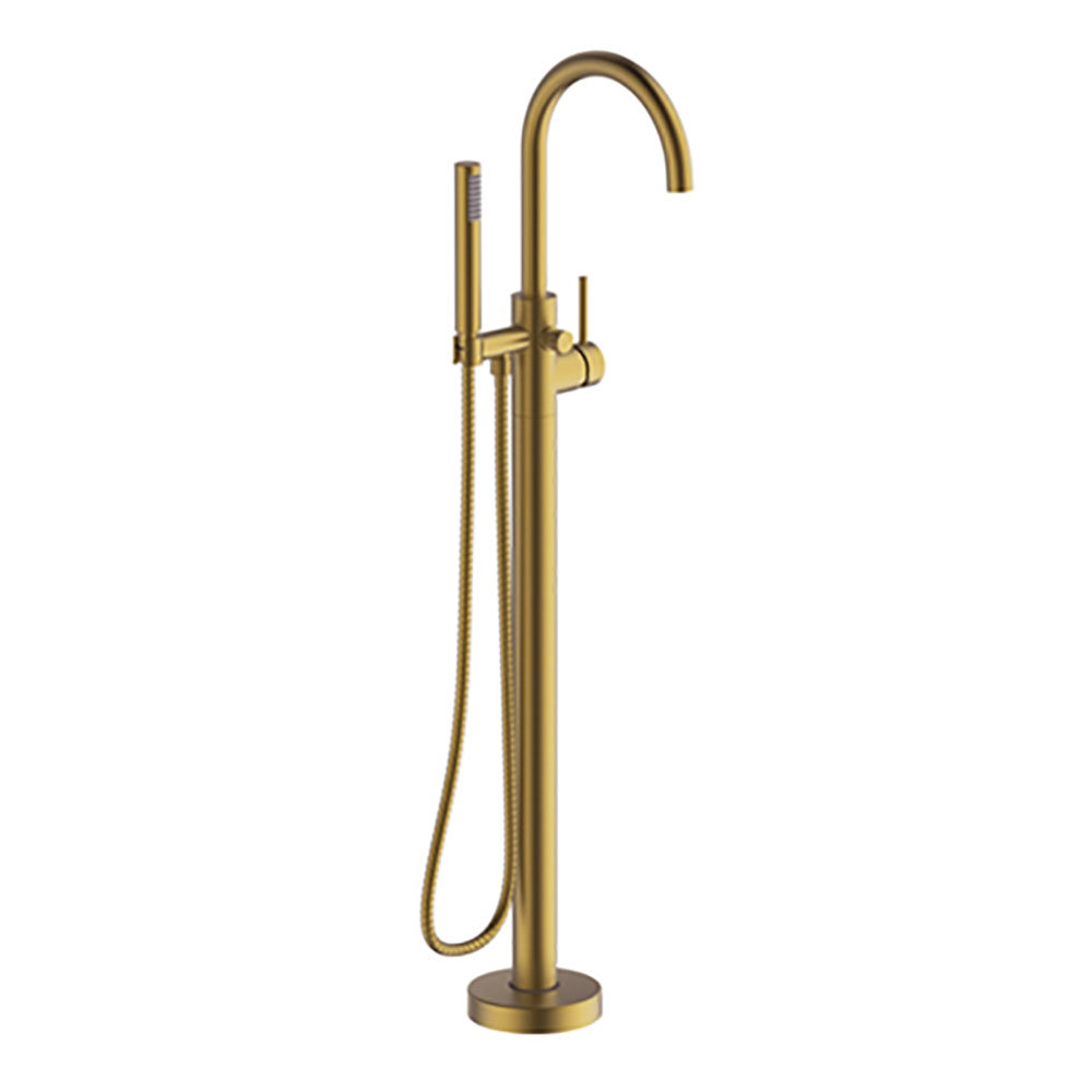 Britton Hoxton Floor Standing Bath Shower Mixer Brushed Brass