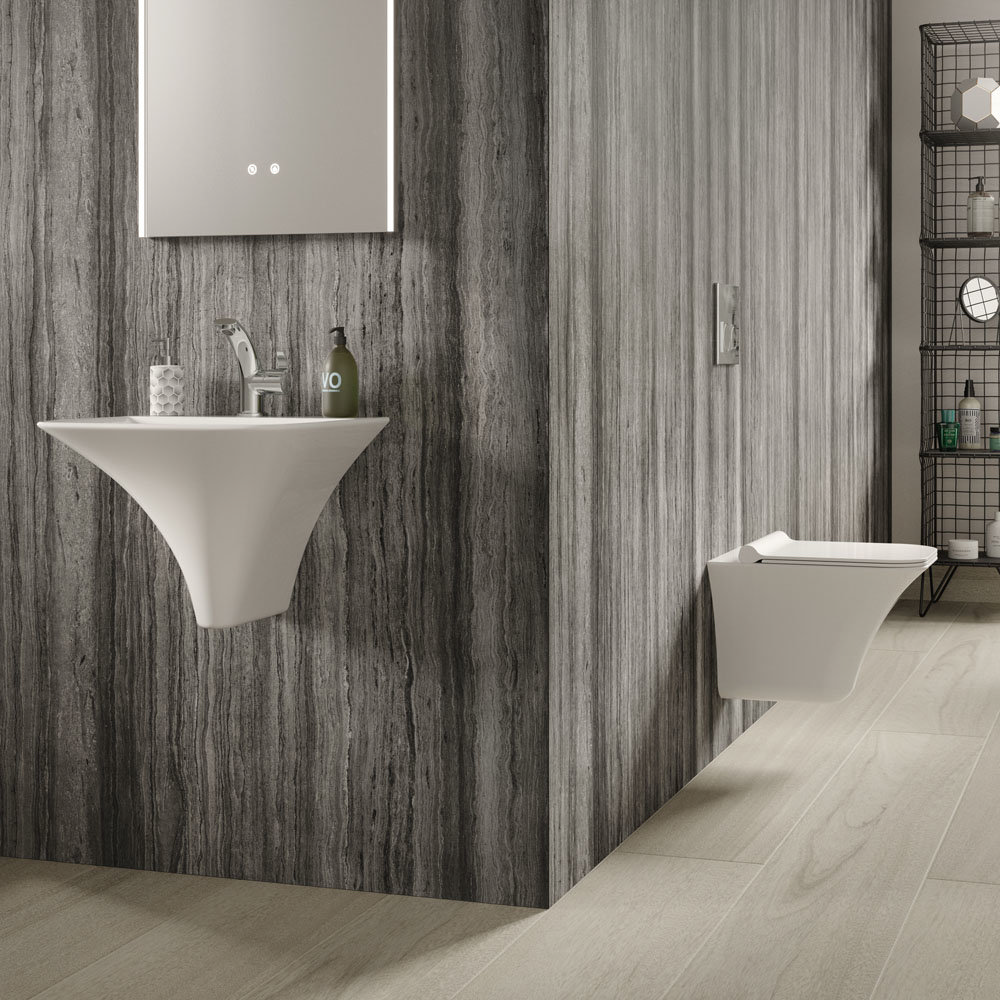 Hudson Reed Grace 1TH Wall Hung Suite (Rimless Toilet, Concealed Cistern + Basin)