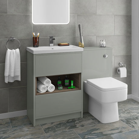 Haywood Grey Modern Sink Vanity Unit Toilet Package