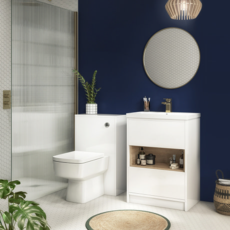 Haywood White Modern Sink Vanity Unit + Toilet Package