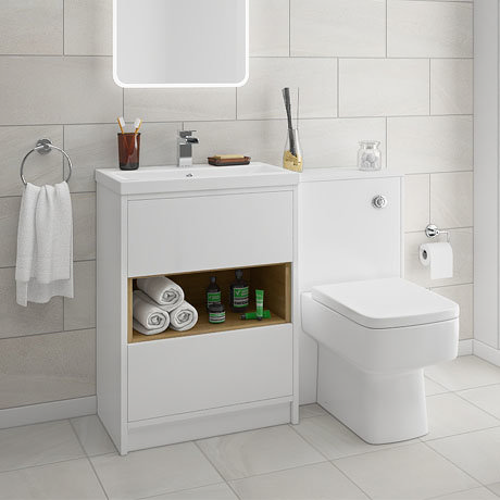 Haywood White Modern Sink Vanity Unit + Toilet Package | Victorian