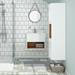 Haywood 500mm Gloss White / Natural Oak Wall Hung Vanity Unit with Open Shelf + Ceramic Basin profile small image view 4 