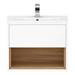 Haywood 500mm Gloss White / Natural Oak Wall Hung Vanity Unit with Open Shelf + Ceramic Basin profile small image view 5 