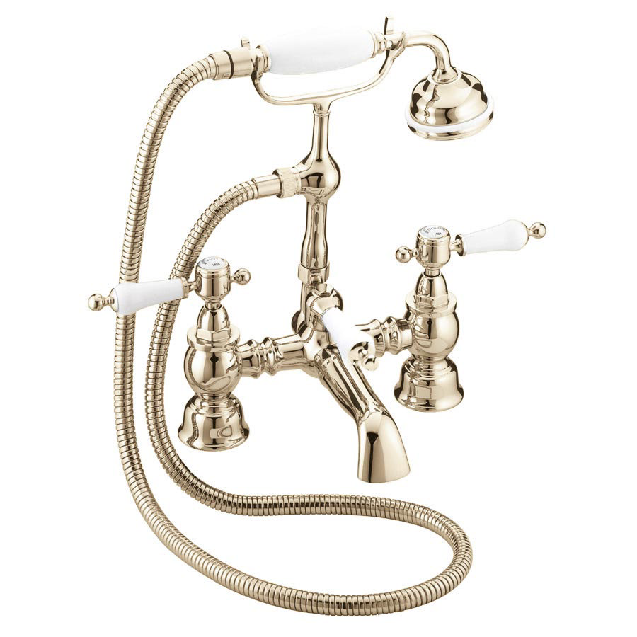 Heritage Glastonbury Bath Shower Mixer Vintage Gold Finish Online Now